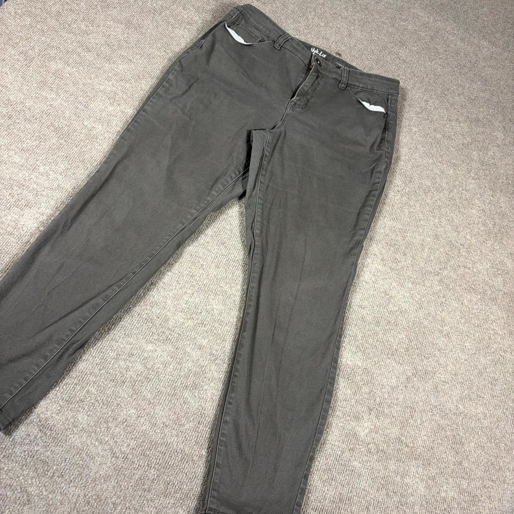 Style & Co Curvy Skinny Leg Jeans Womens 12 Gray Denim Cotton Stretch Dark Wash
